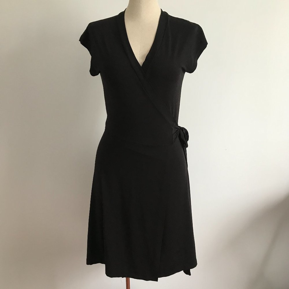 La Vie En Rose Black Wrap Midi Dress